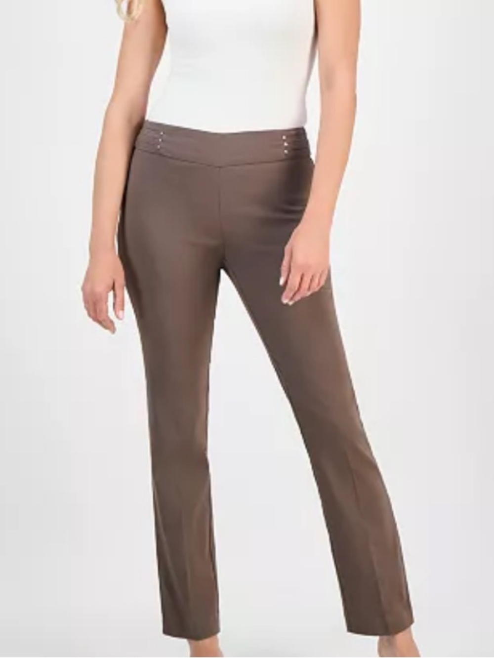 NWT JM Collection brown clay Slim Leg Tummy Control straight leg pants Size XL